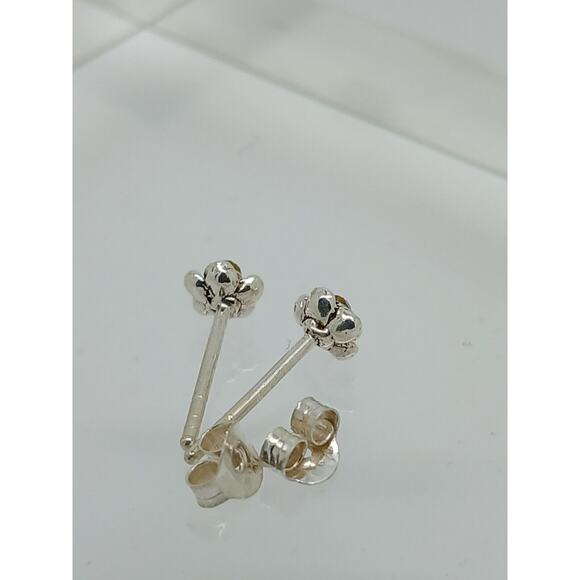 Vintage Estate Jewelry NOS .925 Sterling Silver Sky Blue Rose Crystal Earrings - Picture 7 of 11